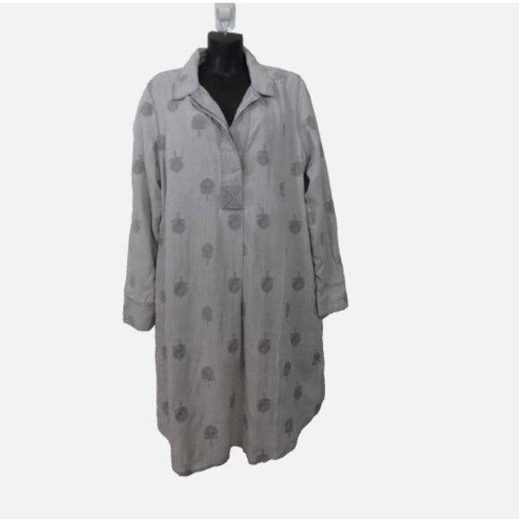 Soft Surroundings size XL Gray Chambray Embroidered Tunic Dress 3/4 Sleeve NEW - Picture 1 of 6